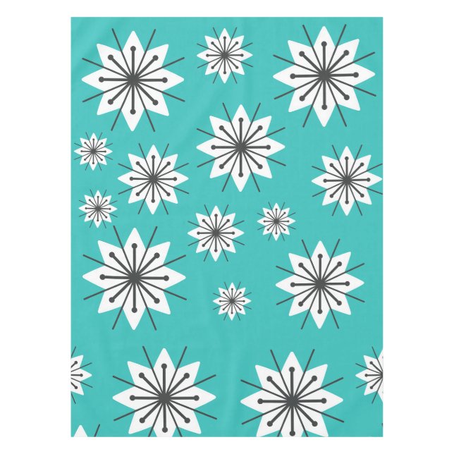 Mantel Copo de Nieve Moderno de Mitad de Siglo Turquesa (Anverso)