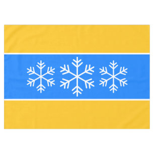 Mantel Copos de nieve alpinos blancos Rayas amarillas azu