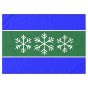 Mantel Copos de nieve alpinos Selva Bandas azules verdes