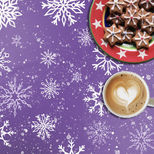 Mantel Copos de nieve blancos contra púrpura