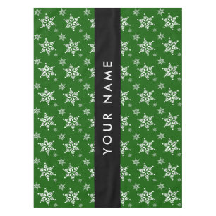 Mantel Copos de nieve blancos, verdes, tu nombre, persona