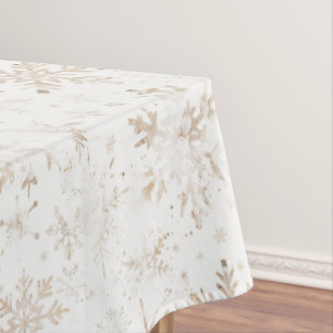Mantel Copos de Nieve Dorados Elegantes Navidad Tema de I