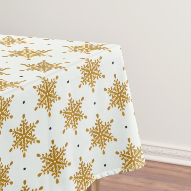 Mantel Copos de nieve dorados en invierno blanco (In Situ)