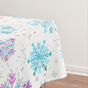 Mantel Copos de nieve morados y azules en invierno