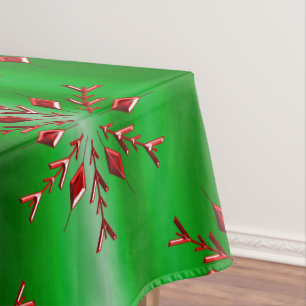 Mantel Copos de nieve rojos en Navidades verdes