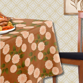 Mantel Copper and Peach Dahlia Gold Art Deco Tablecloth