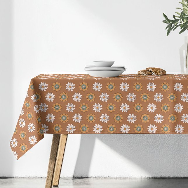 Mantel Copper Floral Tablecloth Pastel Boho Dining Style (Copper Floral Tablecloth Pastel Boho Dining Style)