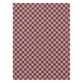 Mantel Coral and navy checkerboard pattern