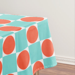 Mantel Coral y Aqua Tablero de Damas Circular