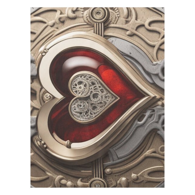 Mantel Corazón de Steampunk - Amor Mecánico Intrincado (Anverso)
