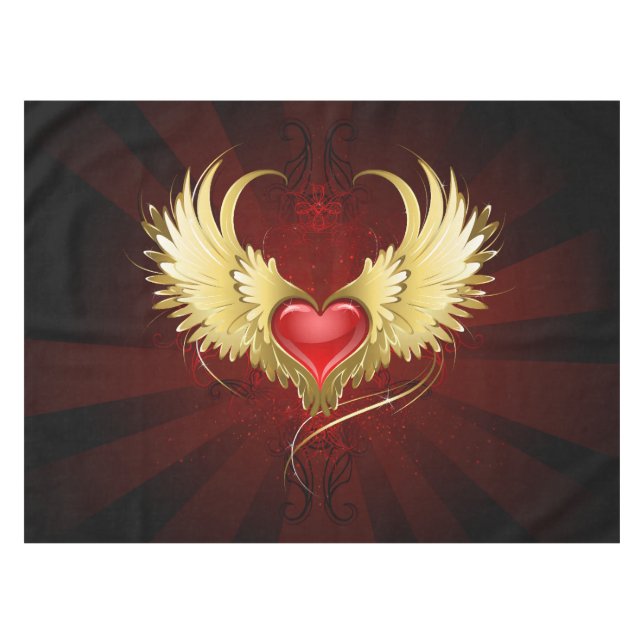 Mantel Corazón Rojo con Alas Doradas (Frente (Horizontal))