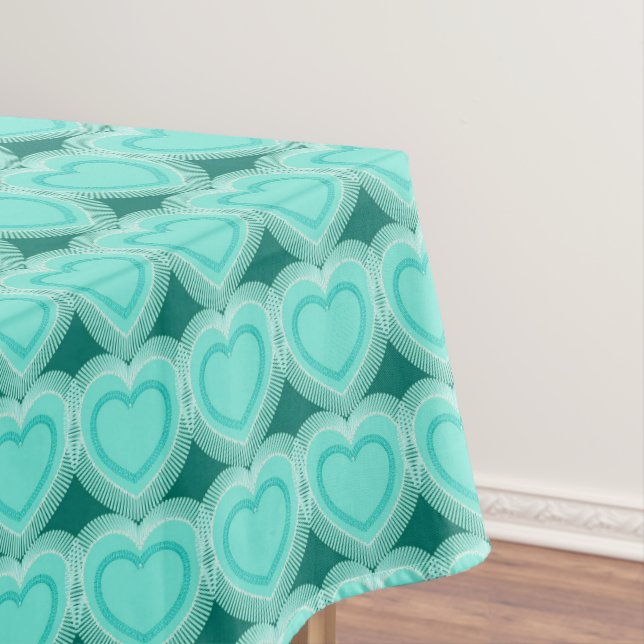 Mantel Corazones abstractos modernos - Aqua y turquesa (In Situ)