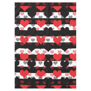Mantel Corazones de amor negros rojos con franjas blancas
