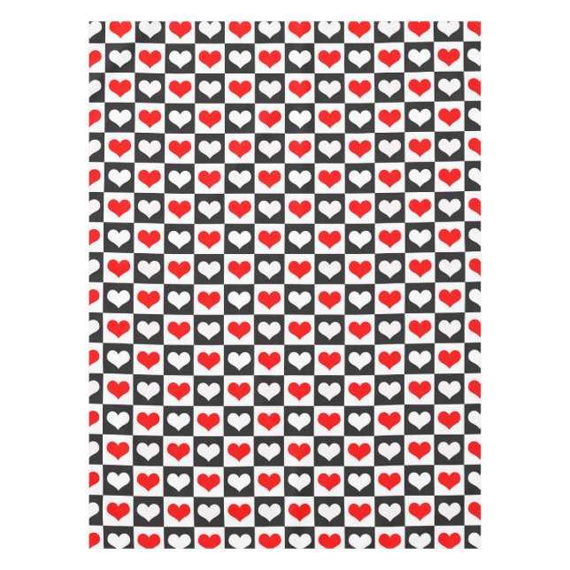 Mantel Corazones de cuadros rojos y blancos (Anverso)