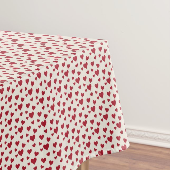 Mantel Corazones Dispersos Dulces - Crema y Rojo (In Situ)