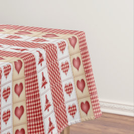 Mantel Corazones rojos, cheque, País de Árboles de Navida