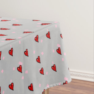 Mantel Corazones rojos en gris