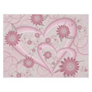 Mantel Corazones y flores abstractos rosados Arte fractal