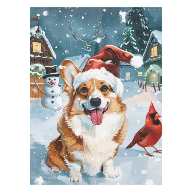 Mantel Corgi Winter Navidades Wonderland Alegría (Anverso)