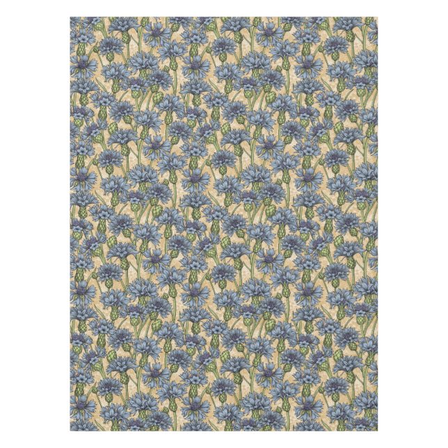 Mantel Cornflores azules, flores silvestres en amarillo h (Anverso)