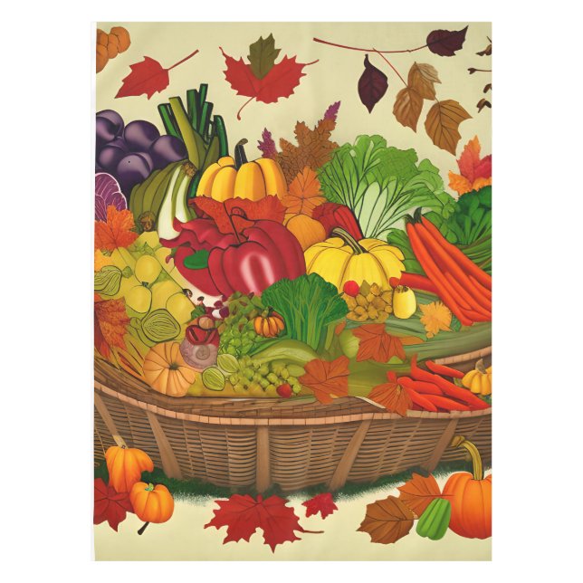 Mantel Cornucopia llena de verduras (Anverso)