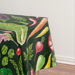 Mantel Cosecha de huertos de verduras y hierbas en negro