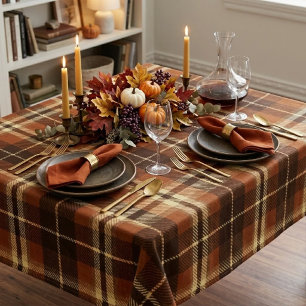 Mantel Cosecha Rústica Tartán Cuadros de Otoño Naranja y