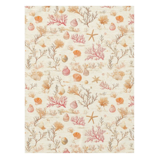 Mantel Costa Rústica - Aguas marinas, pez estrella, arrec (Anverso)