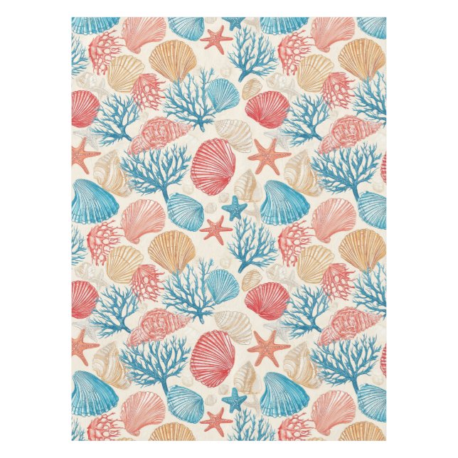 Mantel Costa Rústica - Aguas marinas, pez estrella, arrec (Anverso)