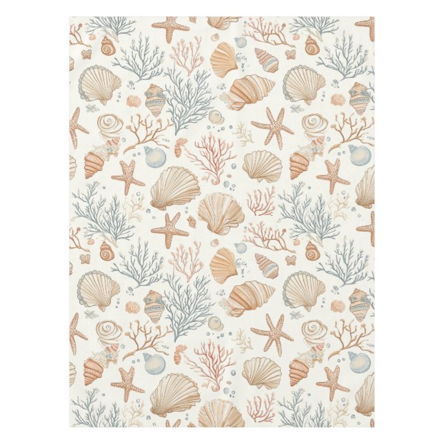 Mantel Costa Rústica - Aguas marinas, pez estrella, arrec (Anverso)