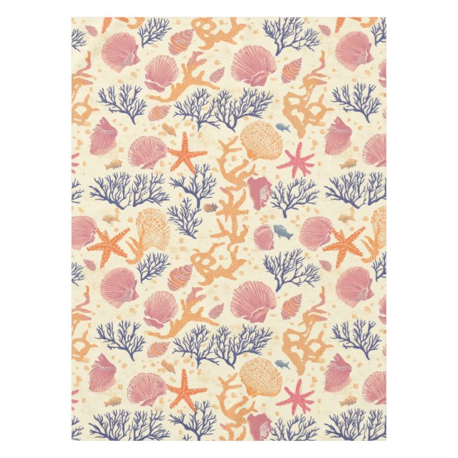 Mantel Costa Rústica - Aguas marinas, pez estrella, arrec (Anverso)