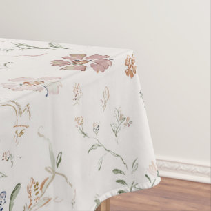 Mantel Cottagecore Caprichoso Beige Acuarela Flor Silvest