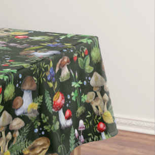 Mantel Cottagecore Forest Mushrooms Green Foliage