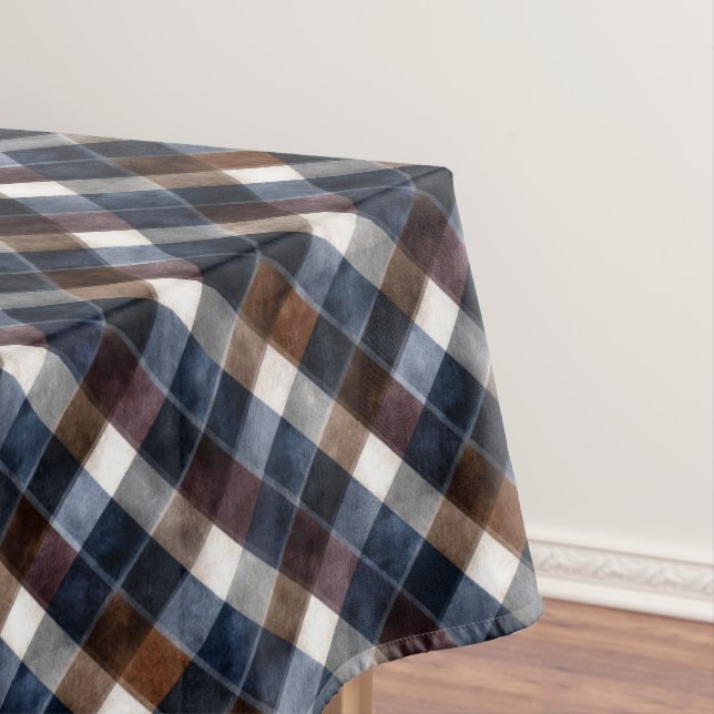 Mantel Country Blue Red White Grey Squares Christmas (In Situ)