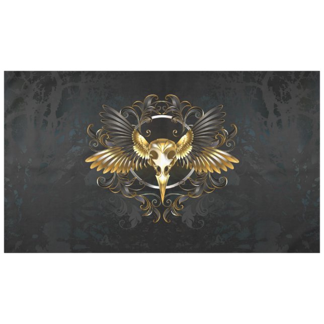 Mantel Cráneo de pájaro dorado sobre fondo negro (Frente (Horizontal))
