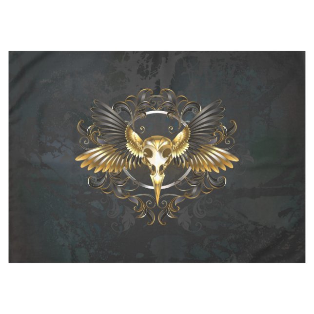 Mantel Cráneo de pájaro dorado sobre fondo negro (Frente (Horizontal))