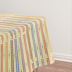 Mantel Crema con rayas punteadas en muchos colores