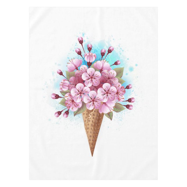 Mantel Crema rosa de hielo Sakura Waffle Cone (Anverso)