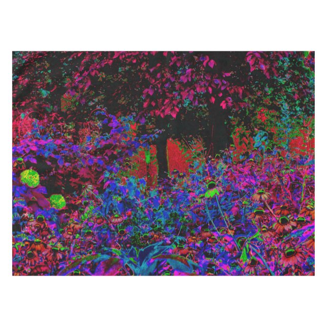 Mantel Crimson Psicodélico Rojo y Amanecer del Jardín Neg (Frente (Horizontal))