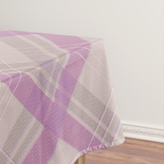 Mantel Crisscrossed Happy Purple & Crema, White Checks (In Situ)