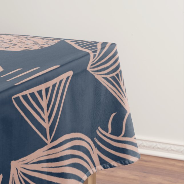 Mantel Crudo trapo tribal caribeño: Azul marino, rosa (In Situ)