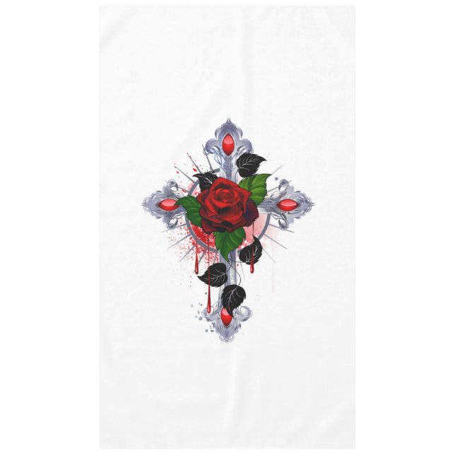 Mantel Cruz de Plata con una Rosa Roja (Anverso)