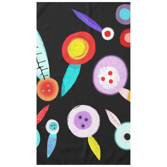 Mantel Cuadrado Diseñador Flores Negras (Anverso)