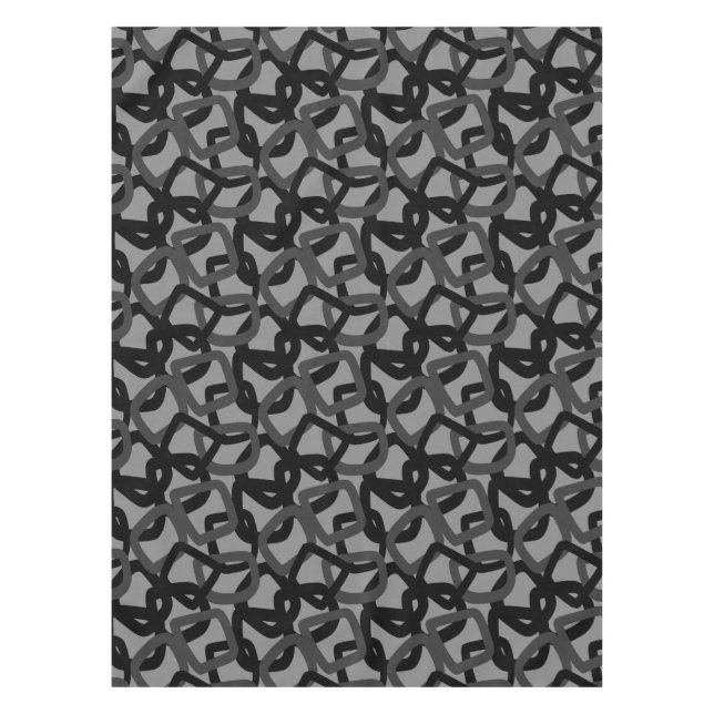 Mantel Cuadrado Enredo Negro Carbón Gris (Anverso)