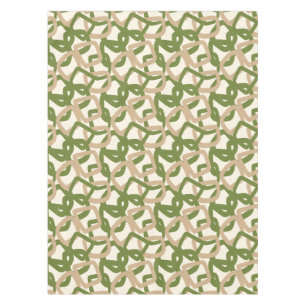 Mantel Cuadrado Enredo Verde Oliva Beige Cálido