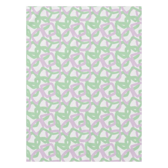Mantel Cuadrado Entrelazado Verde Menta Suave Lavanda (Anverso)
