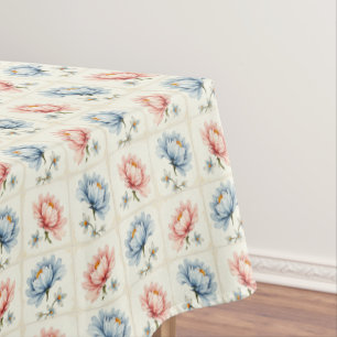Mantel Cuadrados de flores rosas y azules