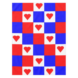 Mantel Cuadrados rojo, blanco y azul con corazón rojo