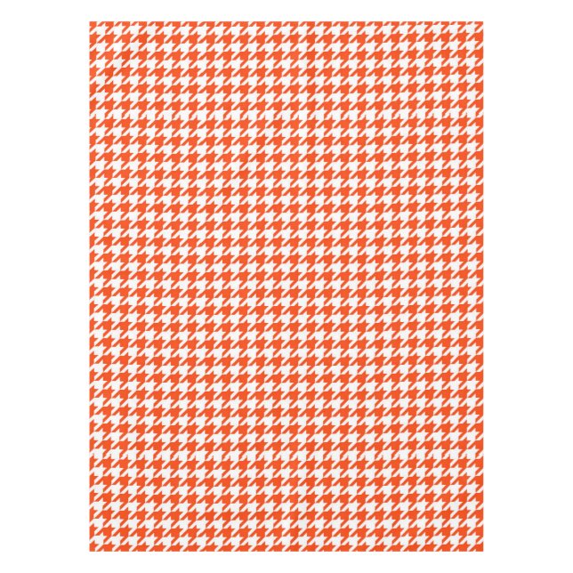 Mantel Cuadro de Houndstooth Blanco Naranja (Anverso)