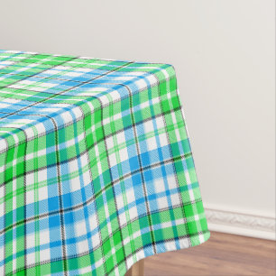 Mantel Cuadros Escoceses Azules y Verdes Tartán Blanco